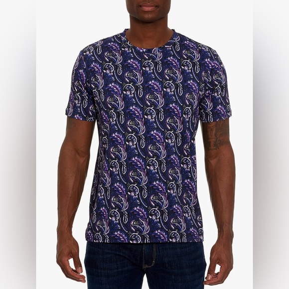 Robert Graham Men's Pallas Short-Sleeve Knit T-Shirt Size S NWT $128 - Picture 1 of 14